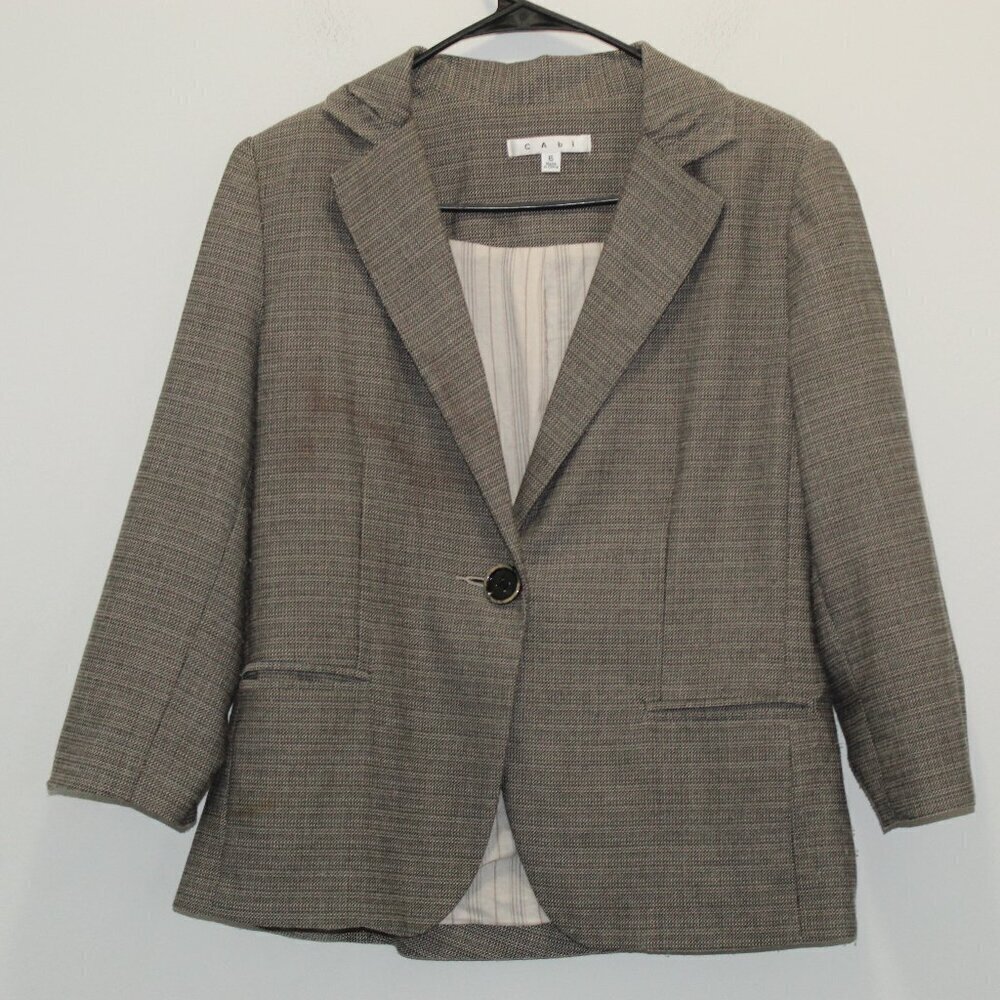 CAbi Barrister Blazer Tweed Gray Size 6 - Picture 2 of 12